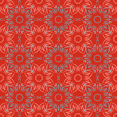 Seamless pattern with floral mandalas in beautiful colors. Vector background. Perfect for prints, wallpaper, wrapping paper etc.