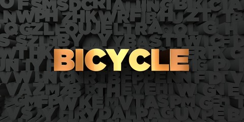 Bicycle - Gold text on black background - 3D rendered royalty free stock picture. This image can be used for an online website banner ad or a print postcard.