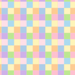 カラフルでかわいいパッチワーク風シームレスパターン