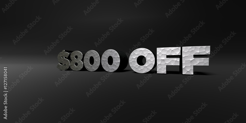Fototapete $800 off - hammered metal finish text on black studio - 3d rendered royalty free stock photo. this i