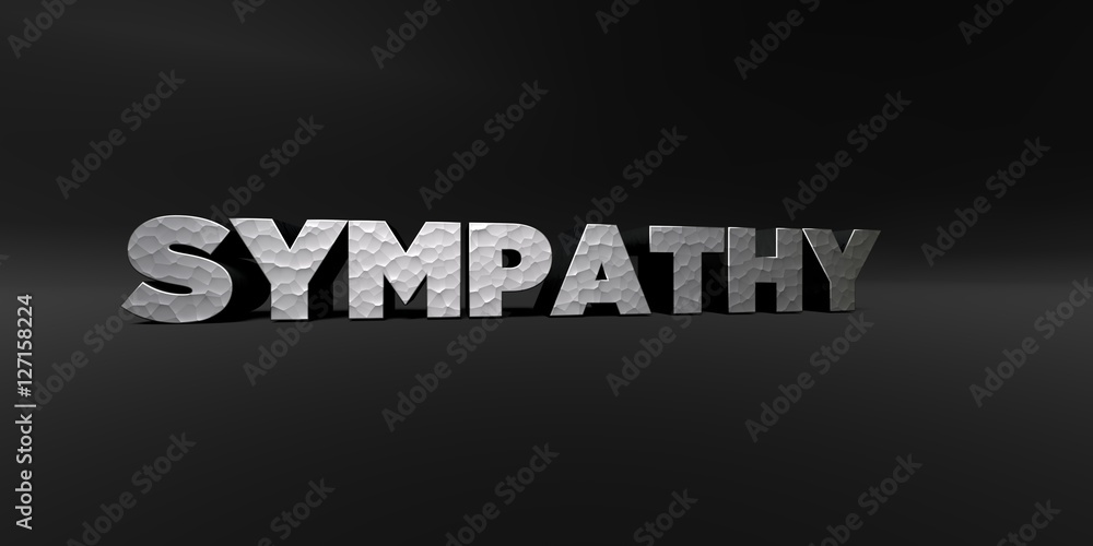 Fototapete sympathy - hammered metal finish text on black studio - 3d rendered royalty free stock photo. this i