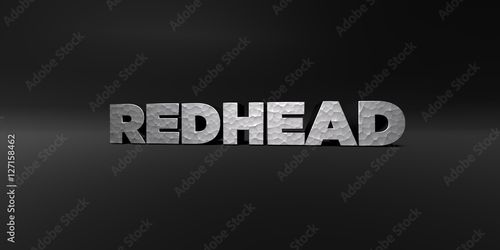 Fototapete redhead - hammered metal finish text on black studio - 3d rendered royalty free stock photo. this im