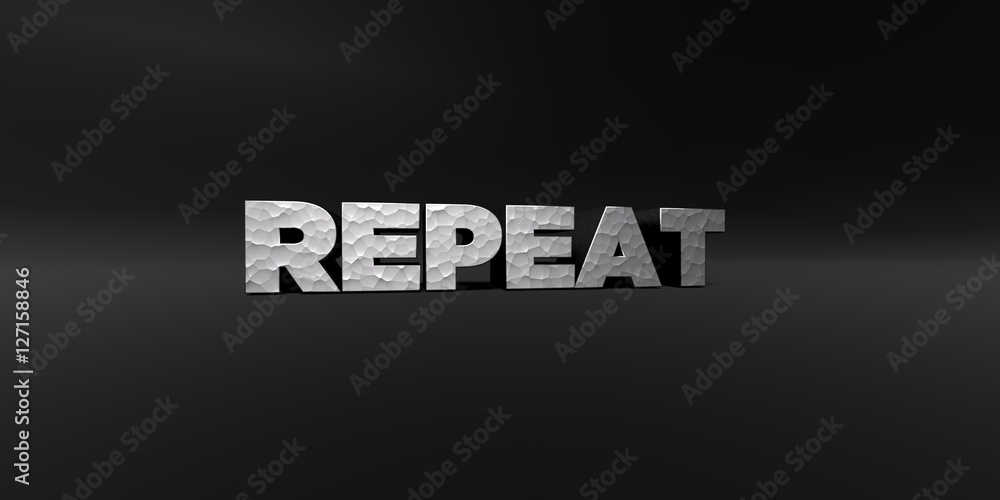Fototapete repeat - hammered metal finish text on black studio - 3d rendered royalty free stock photo. this ima