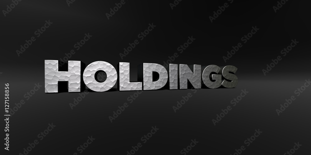 Fototapete holdings - hammered metal finish text on black studio - 3d rendered royalty free stock photo. this i