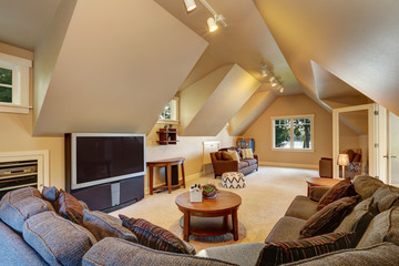 Upstairs living room interior of luxury house.