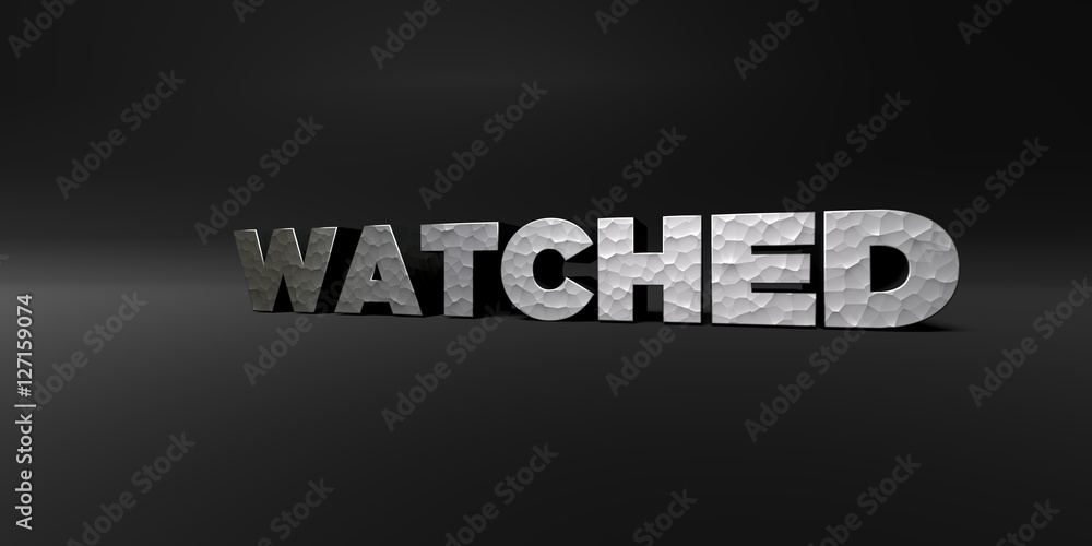 Fototapete watched - hammered metal finish text on black studio - 3d rendered royalty free stock photo. this im
