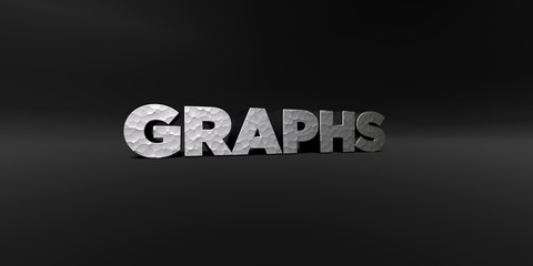 GRAPHS - hammered metal finish text on black studio - 3D rendered royalty free stock photo. This image can be used for an online website banner ad or a print postcard.