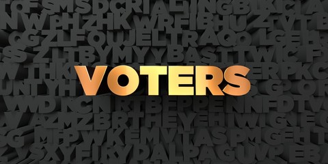 Voters - Gold text on black background - 3D rendered royalty free stock picture. This image can be used for an online website banner ad or a print postcard.