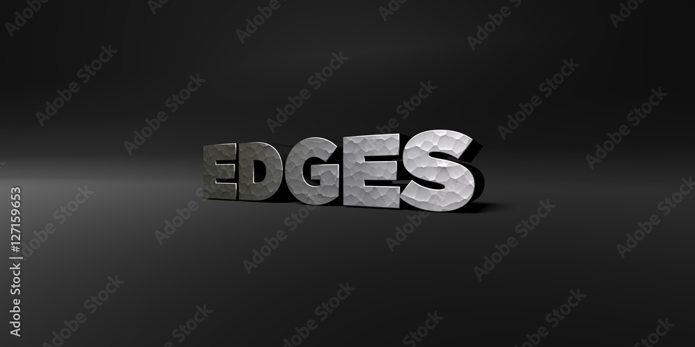 Fototapete edges - hammered metal finish text on black studio - 3d rendered royalty free stock photo. this imag
