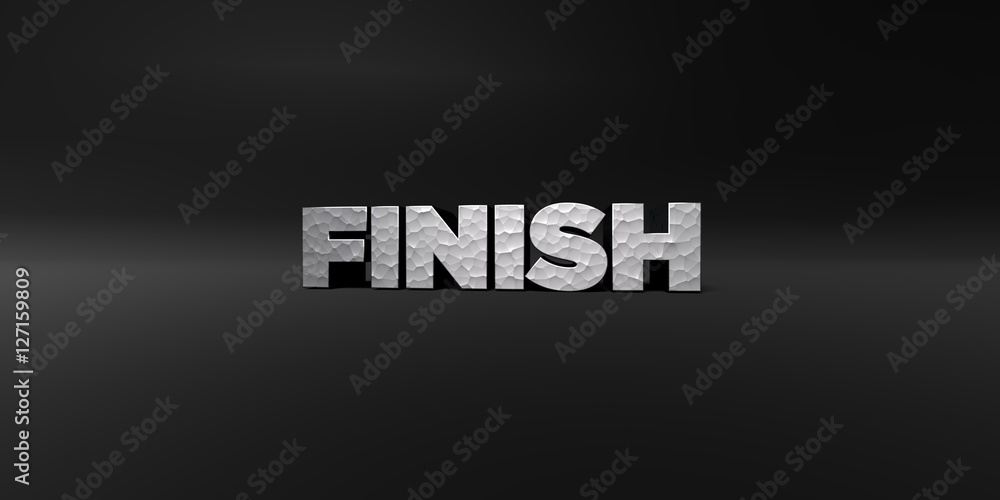 Fototapete finish - hammered metal finish text on black studio - 3d rendered royalty free stock photo. this ima