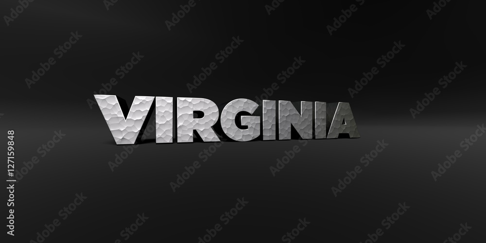 Fototapete virginia - hammered metal finish text on black studio - 3d rendered royalty free stock photo. this i