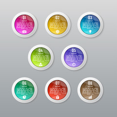 Infographic ( diagram, chart ) business concept with 8 options, parts, steps. Infographic design template and marketing icons