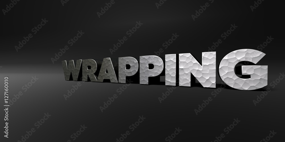 Fototapete wrapping - hammered metal finish text on black studio - 3d rendered royalty free stock photo. this i