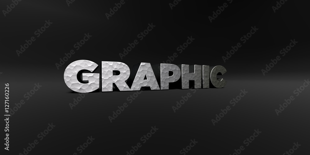 Fototapete graphic - hammered metal finish text on black studio - 3d rendered royalty free stock photo. this im