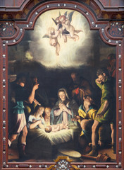 BRESCIA, ITALY - MAY 21, 2016: The painting of Nativity in church Chiesa del Santissimo Corpo di Cristo by Pier Maria Bagnadore (1550 - 1627).