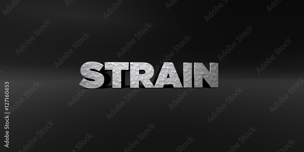 Fototapete strain - hammered metal finish text on black studio - 3d rendered royalty free stock photo. this ima
