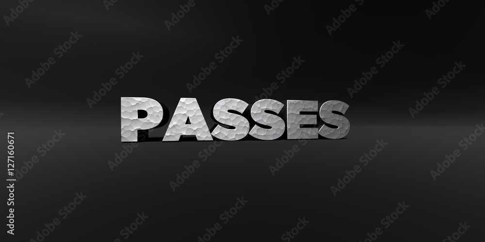 Fototapete passes - hammered metal finish text on black studio - 3d rendered royalty free stock photo. this ima