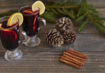 Celebration time with glass of mulled wine