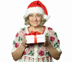 Senior woman with gift