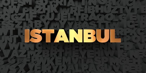 Istanbul - Gold text on black background - 3D rendered royalty free stock picture. This image can be used for an online website banner ad or a print postcard.