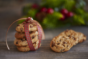 Close up of stacked ginger cookies.