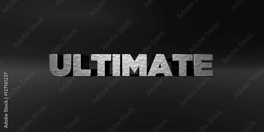 Fototapete ultimate - hammered metal finish text on black studio - 3d rendered royalty free stock photo. this i