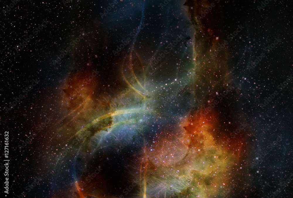 Poster Cosmos and fractal effect, computer collage. Elements of this image furnished by NASA.