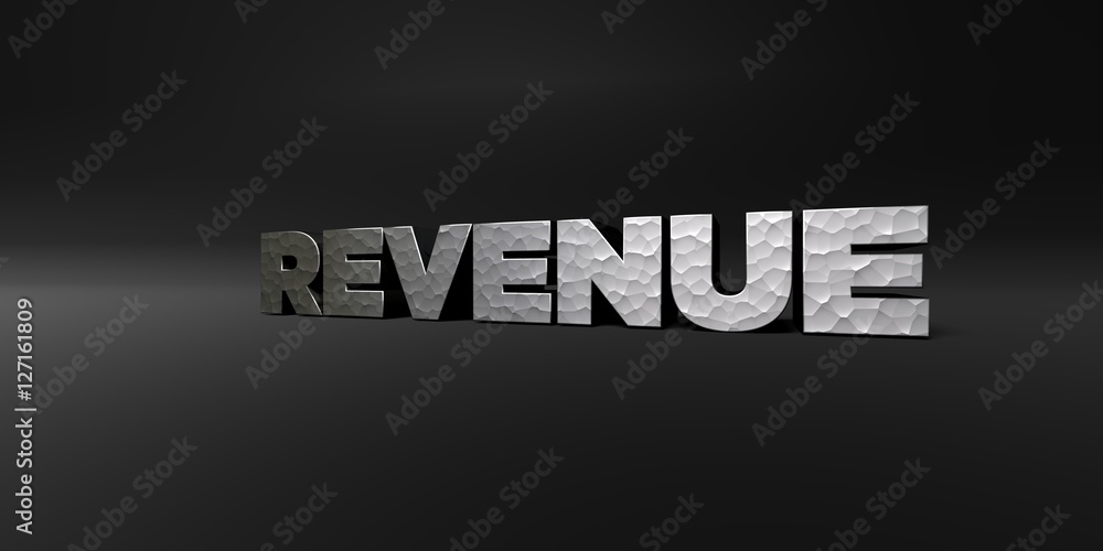 Fototapete revenue - hammered metal finish text on black studio - 3d rendered royalty free stock photo. this im