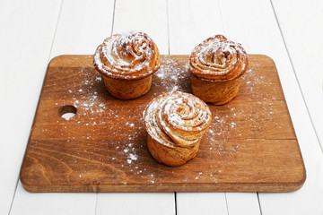 Homemade cinnamon rolls from yeast dough