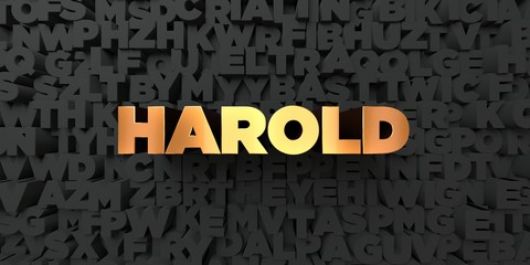 Harold - Gold text on black background - 3D rendered royalty free stock picture. This image can be used for an online website banner ad or a print postcard.