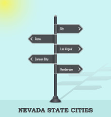 Road signpost template for USA towns and cities - Nevada state