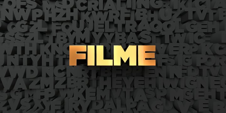 Filme - Gold text on black background - 3D rendered royalty free stock picture. This image can be used for an online website banner ad or a print postcard.