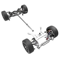 Obraz na płótnie Canvas Render of car chassis without engine isolated on white. 3D illustration