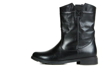 Female black boots isolated on a white background.
