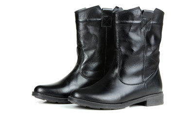 Female black boots isolated on a white background.