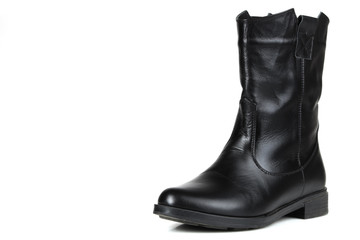 Female black boots isolated on a white background.