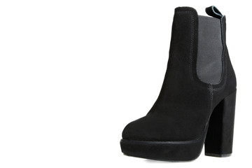 Female black boots isolated on a white background.