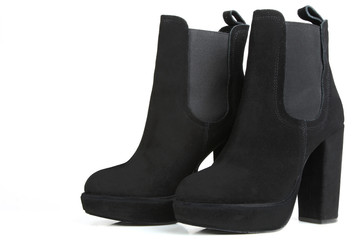 Female black boots isolated on a white background.