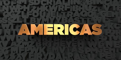 Americas - Gold text on black background - 3D rendered royalty free stock picture. This image can be used for an online website banner ad or a print postcard.