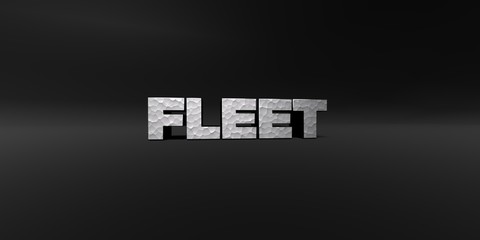 FLEET - hammered metal finish text on black studio - 3D rendered royalty free stock photo. This image can be used for an online website banner ad or a print postcard.