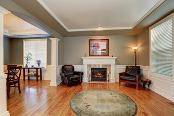 Craftsman style living room interior design.