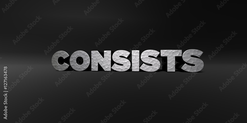 Fototapete consists - hammered metal finish text on black studio - 3d rendered royalty free stock photo. this i