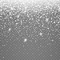 Snow vector effect isolated. Falling Snow winter cold weather. Christmas snowfall decoration background