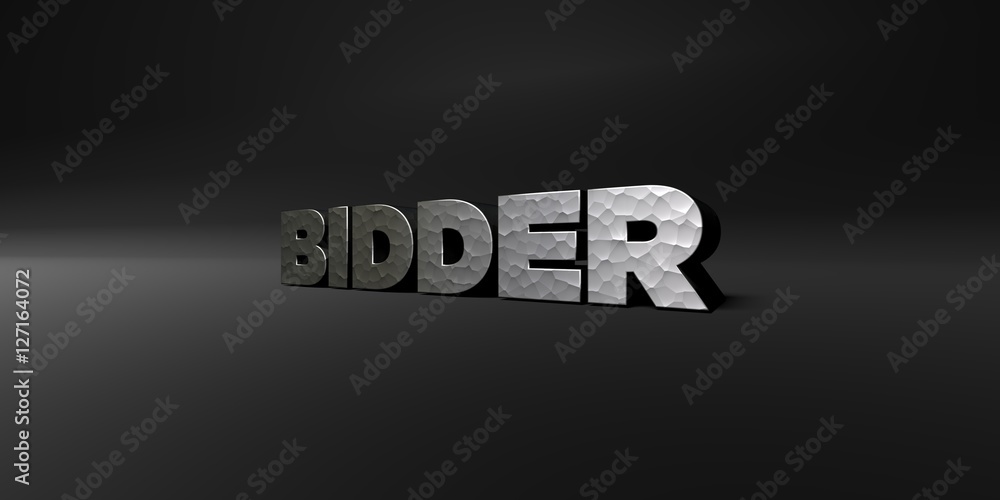 Fototapete bidder - hammered metal finish text on black studio - 3d rendered royalty free stock photo. this ima