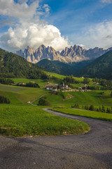 Fototapeta na wymiar Santa Maddalena Village and the Dolomites, Val di Funes, Italy