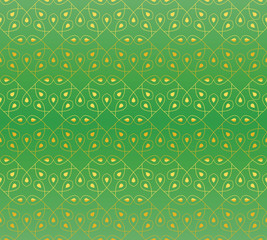 seamless pattern in green and gold colors