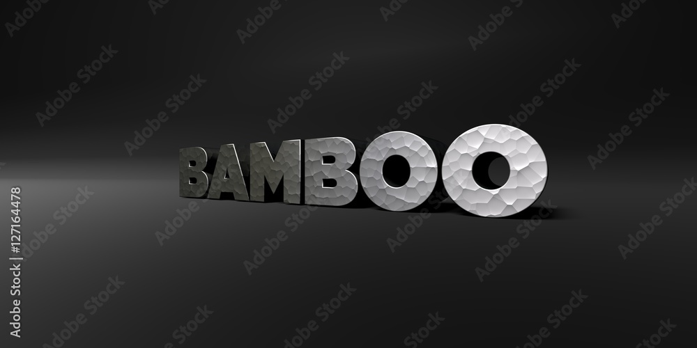 Fototapete bamboo - hammered metal finish text on black studio - 3d rendered royalty free stock photo. this ima