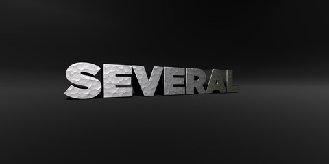 SEVERAL - hammered metal finish text on black studio - 3D rendered royalty free stock photo. This image can be used for an online website banner ad or a print postcard.