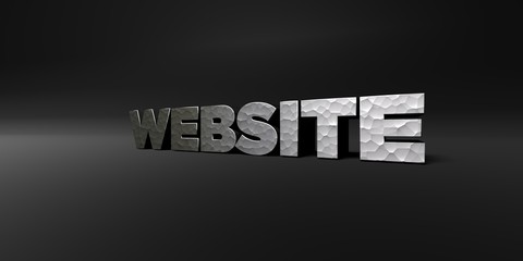 WEBSITE - hammered metal finish text on black studio - 3D rendered royalty free stock photo. This image can be used for an online website banner ad or a print postcard.