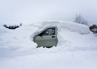 Winter nature, car in snow